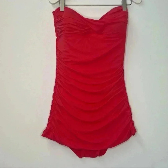 Carmen Marc Valvo Coral Ruched swimsuit Sz 12‎ - Picture 1 of 12